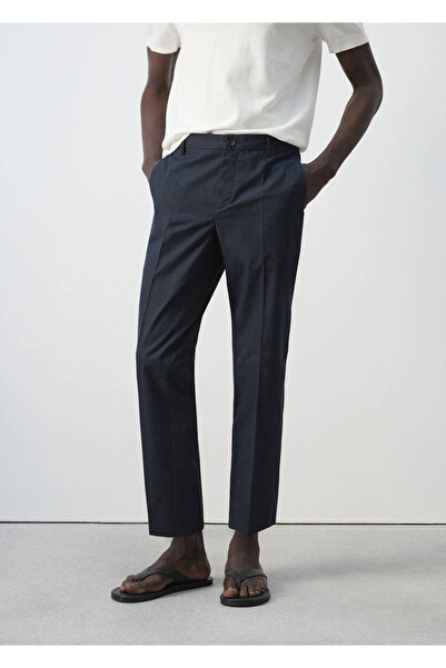 MANGO Man Pamuk karışımlı slim fit crop pantolon