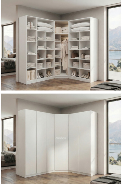 CANBAZ FURNİTURE Mira modüllü köşe 6 MDF kapaklı %100 MDF (KURULUM DAHİL)