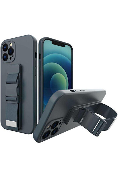 Hurtel Κάλυμμα Πλάτης Σιλικόνης με Κορδόνι 1mm Ναυτικό Μπλε (iPhone 13)
