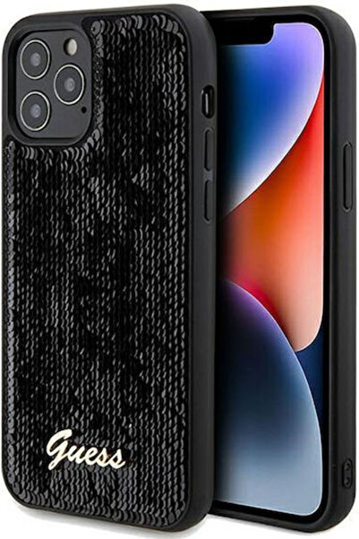 Guess Script Logo Back Cover Plastic / Silicone Black (iPhone 12 / 12 Pro) Co...