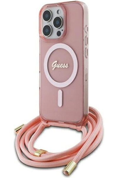 Guess Θήκη Πλάτης Magsafe Πλαστική με Λουράκι Χιαστί, Ροζ (iPhone 16 Pro) Κωδ...