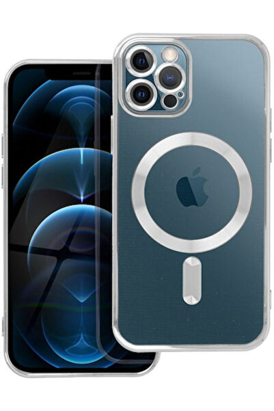 OEM Electro Mag Κάλυμμα Πλάτης από Συνθετικό Δέρμα Ασημί (iPhone 12 / 12 Pro)