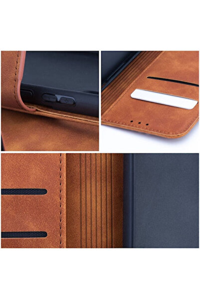 OEM Redmi Note 14 Θήκη Βιβλίο από Συνθετικό Δέρμα Καφέ (Xiaomi Redmi Note 14)