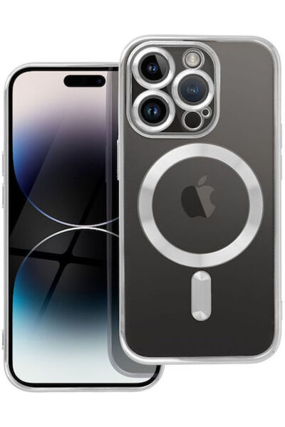OEM Electro Mag Κάλυμμα Πλάτης Σιλικόνης Ασημί (iPhone 14 Pro)