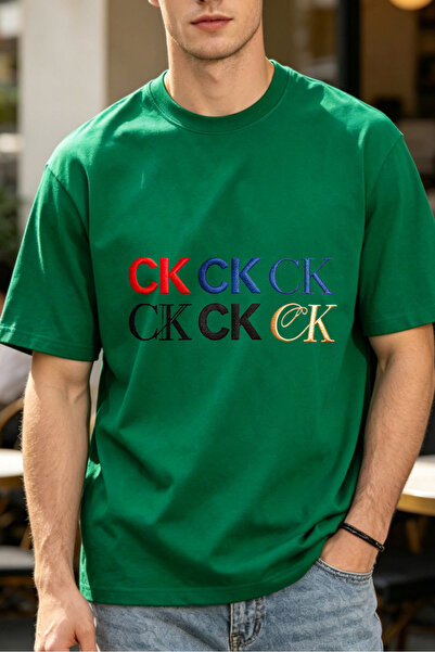 Fleck Casual Style T Shirts For Men Colorful CK Logo Print Mens Printed T Shirts