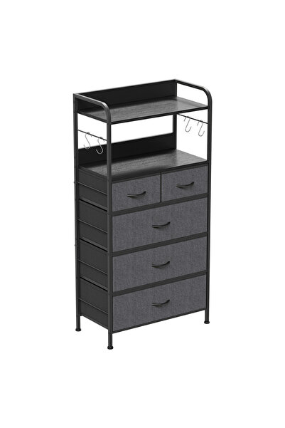 Garvee 5-Drawer Non-Woven Fabric Storage Cabinet Dresser, Tall Vertical Drawe...