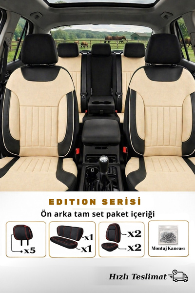 SM OTO KILIF Edition Serisi Tay Tüyü Kumaş Universal Oto Koltuk Kılıfı Tam Set