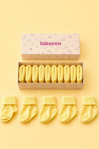 Lakoren Organik Pamuk 5'li Kutulu Premium Yeni Doğan Bebek Çorabı