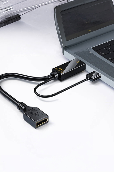 ThenTech HDMI Girişini Display Porta Çeviren Adaptör 4K Çözünürlük USB Güç Ka...