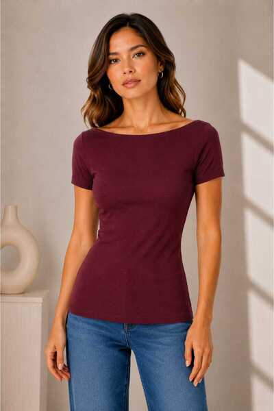 LG LAGULER Tricou/body pentru femei, premium, simplu, cu decolteu bărcuță, cu...