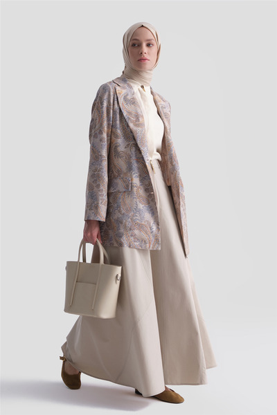 Armine Desenli Blazer Ceket Bej