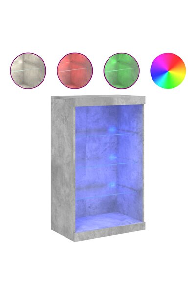 vidaxl Servantă cu lumini LED, gri beton, 60,5x37x100 cm