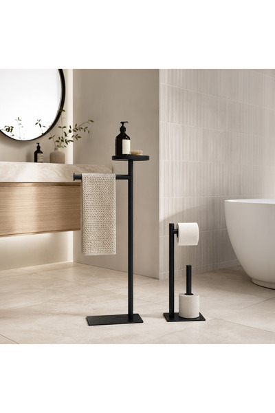 Artepera Moss 2'li Set Metal Ayaklı Tuvalet Kağıtlığı (3 Yedekli) ve Havluluk