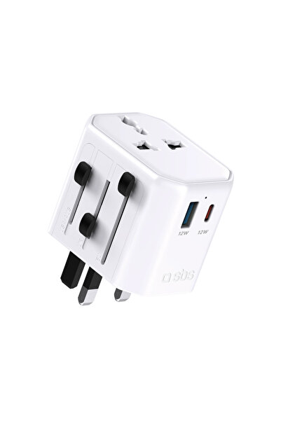 SBS Adaptor de călătorie universal pentru telefoane USB-A USB-C 110-240V