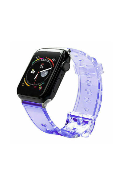 Hurtel Λουράκι Σιλικόνης Διαφανές/Μωβ (Apple Watch 38/40/41/42mm)