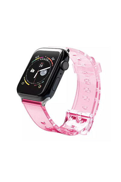 Hurtel Λουράκι Σιλικόνης Διαφανές/Ροζ (Apple Watch 38/40/41/42mm)