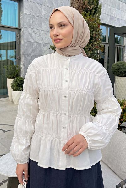 Salih Çelebi Gipe Detailed Shirt Y0146 - Off White