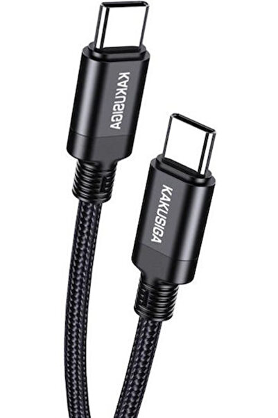 KAKUSİGA Πλεγμένο Καλώδιο USB 2.0 USB-C αρσενικό - USB-C 60W Μαύρο 1μ (KSC-97...
