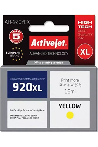 Active Συμβατό μελάνι για εκτυπωτές Jet Inkjet HP 920XL CD974AE 12ml Κίτρινο