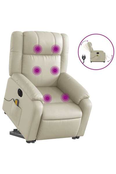 vidaxl Fotoliu electric masaj rabatabil cu ridicare, crem