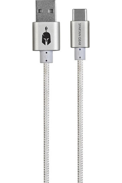 Spartan Gear Πλεγμένο Καλώδιο USB 2.0 USB-C αρσενικό - USB-A Λευκό 2μ (SGCUSB...