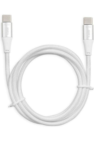 İbox Πλεκτό Καλώδιο USB 2.0 USB-C Αρσενικό - USB-C 60W PD Λευκό 2μ