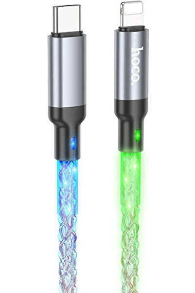 hoco. Hoco U112 Καλώδιο USB-C σε Lightning με LED λάμψης 20W Πολύχρωμο 1μ