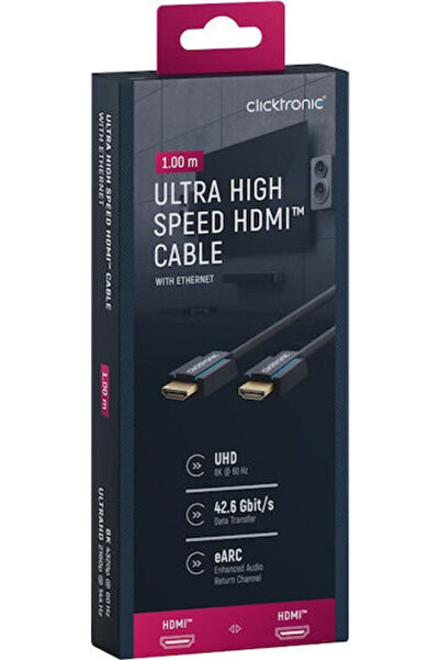 CLICKTRONIC Καλώδιο HDMI 2.1 HDMI αρσενικό σε HDMI αρσενικό 1μ Μαύρο