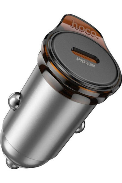 hoco. Hoco NZ16 Φορτιστής Αυτοκινήτου 30W με μία θύρα: 1xType-C Γκρι Χρώμα