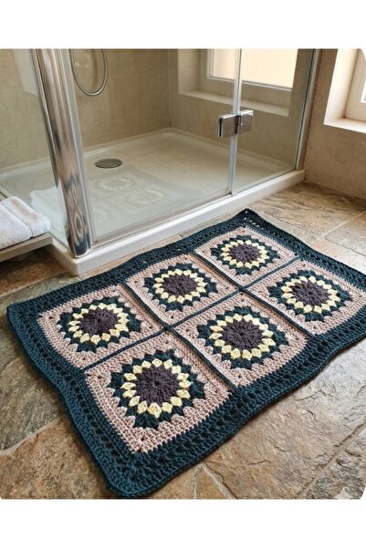 SEYDA BEDİR Cotton Macrame Motif Natural Rug Handmade 40×60 (Anti Allergic)
