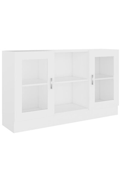 vidaxl Dulap cu vitrină, alb, 120 x 30,5 x 70 cm, lemn prelucrat