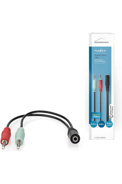 Nedis Καλώδιο Jack 3.5mm Αρσενικό σε Θηλυκό Μαύρο 0.12μ