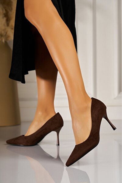 Joana Women's Brown Faux Suede Stiletto Heels