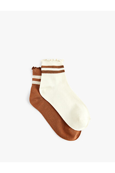 Koton Striped Ruffle Detailed 2-Piece Sock Set