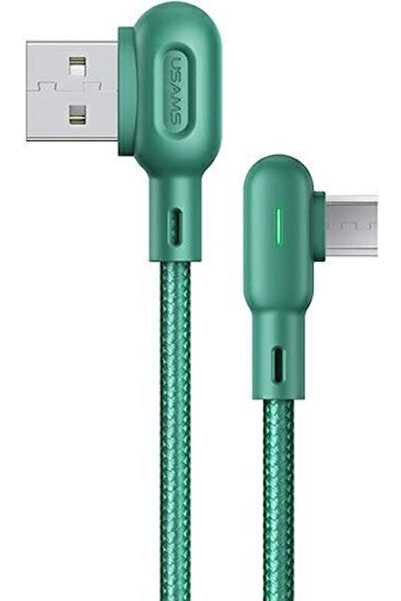 Usams U57 1.2μ Γωνία (90°) ° Πλεγμένο / LED USB 2.0 σε micro USB Καλώδιο Πράσ...