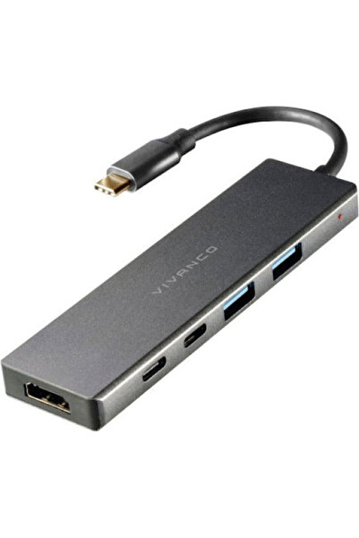 Vivanco HUB51ETHERTC USB-C Σταθμός σύνδεσης με HDMI 4K PD Γκρι