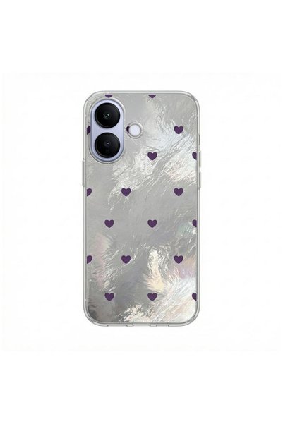 Zebana Vivo V60 Lite Uyumlu Kılıf Pink Heart Silikon Kılıf Lila