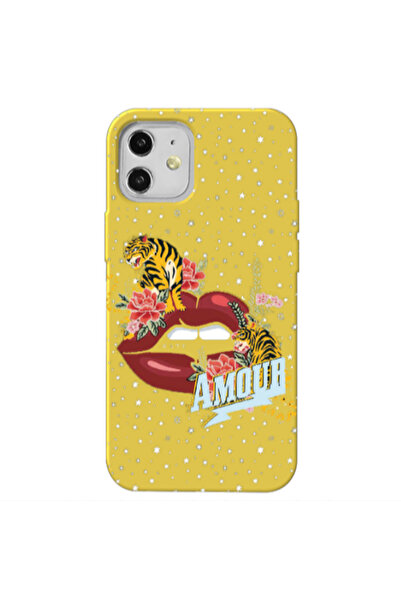 Other Apple iPhone 12 Amour Yellow Colored Silicone TPU Θήκη