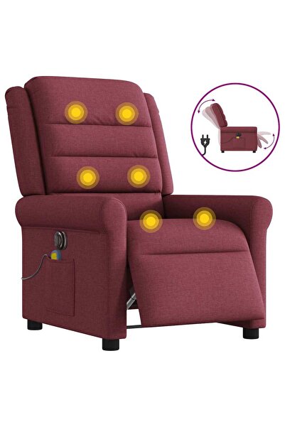vidaxl Fotoliu electric de masaj rabatabil, roșu vin, textil