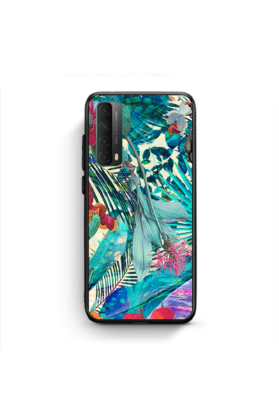 Other Huawei P Smart 2021 Blue laves tropical Black Glossy Θήκη