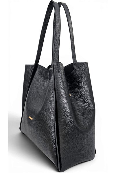 Evident Black, Soft Textured, Casual, Puppy-Style, Large Volume, Shopper, Women's Shoulder Bag