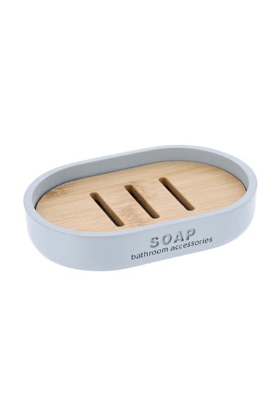 Tendance Polyresin Soap Dish with Draining Bamboo Insert 2.3 x 8.3 x 12.3 cm