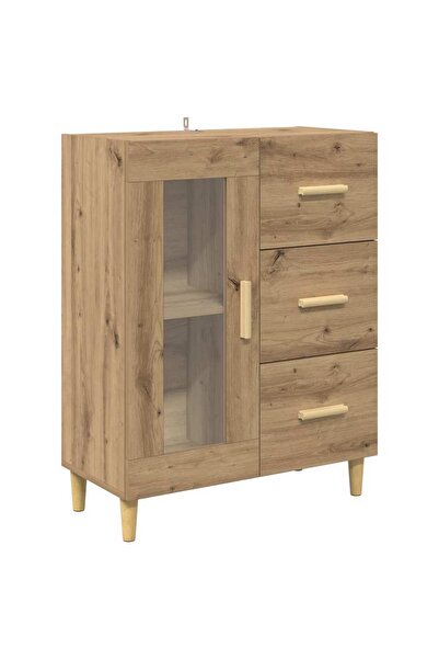 vidaxl Bufet Stejar Artizanal 69,5 x 34 x 90 cm Lemn compozit