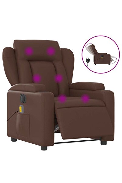 vidaxl Fotoliu electric de masaj rabatabil, maro, piele ecologică
