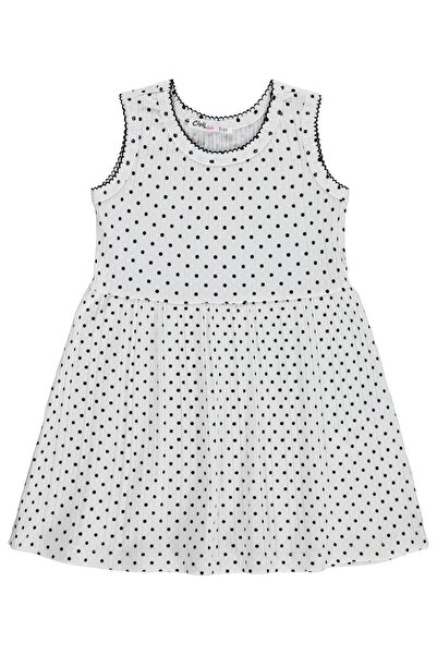 Civil Girls Rochie cu buline pentru copii de 2-5 ani - Ecru