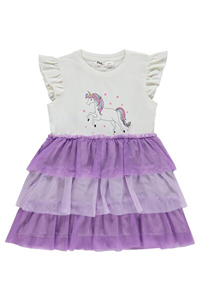 Civil Girls Rochie cu imprimeu unicorn pentru copii de 2-5 ani - Liliac