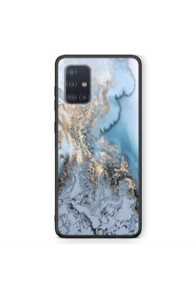 Other Samsung A71 Marble Gold Design Black Glossy Θήκη