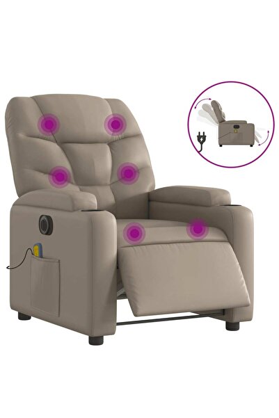 vidaxl Fotoliu electric masaj rabatabil, cappuccino, piele ecologică