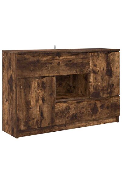 vidaxl Bufet cu sertar Stejar fumuriu 100 x 30 x 65,6 Lemn compozit