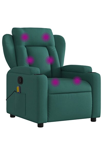 vidaxl Fotoliu de masaj rabatabil, verde închis, material textil